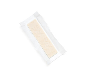 Chewing gum with wrapper on white background