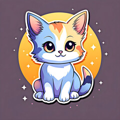 cute cartoon sticker art design of a dusk-colored cat kitten kitty