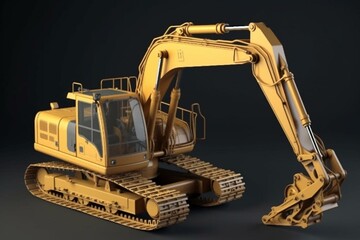 3D construction machinery for excavation. Generative AI