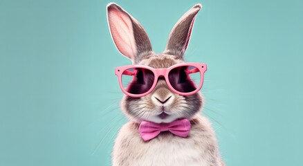 Cool Easter bunny with sunglasses and a bow tie.

