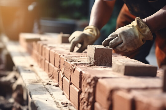 brick hands, bricklayer laying brick, brick wall house, building walls, brick walls