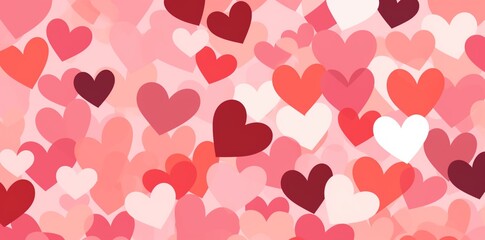 Red love heart seamless pattern illustration. Cute romantic pink hearts background print. Valentine's day holiday backdrop texture, romantic wedding design