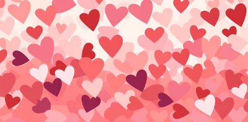 Red love heart seamless pattern illustration. Cute romantic pink hearts background print. Valentine's day holiday backdrop texture, romantic wedding design