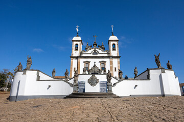 The Santuário do Bom Jesus de Matosinhos with the famous soapstone sculptures of the Twelve Prophets. Congonhas, Minas Gerais, Brazil