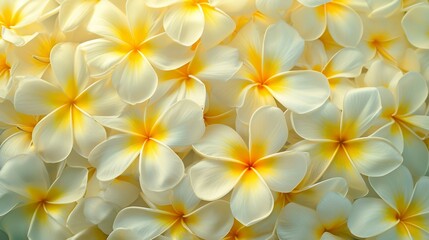 Fototapeta na wymiar Tropical frangipani flowers in full bloom generative ai