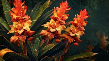 Tropical ginger flowers in warm and spicy tones generative ai