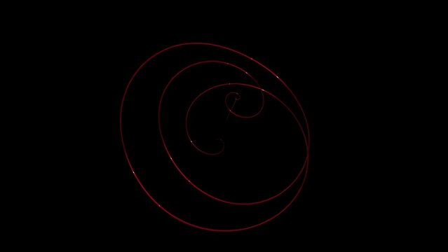 Red Aizawa attractor looping line isolated on black