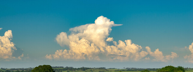 Beautiful white clouds on the horizon, summer Cumulonimbus clouds