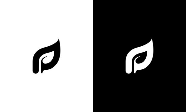 initial P leaf logo design vector