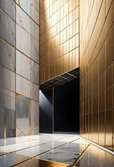 Obraz premium backgrounds and textures with exposed concrete, design, gold, abstract, space. Generative AI. 