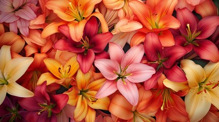 Fototapeta premium Tropical lily flowers in a variety of captivating colors generative ai