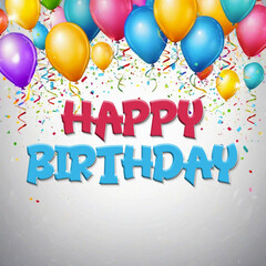 Happy birthday poster template with a colorful celebration theme