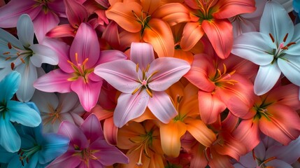 Tropical lily flowers in a variety of captivating colors generative ai