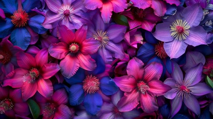 Tropical maracuja flowers in shades of purple and pink generative ai