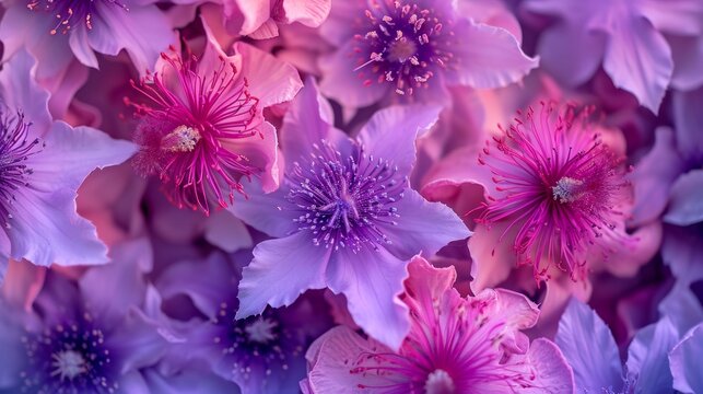 Tropical maracuja flowers in shades of purple and pink generative ai
