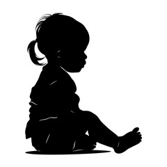 Silhouette baby girl full body black color only