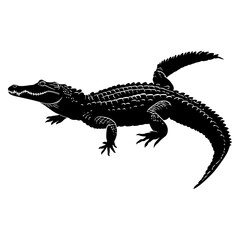 Naklejka premium Silhouette crocodile black color only