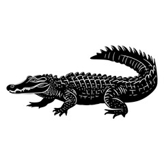 Fototapeta premium Silhouette crocodile black color only