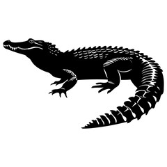 Obraz premium Silhouette crocodile black color only