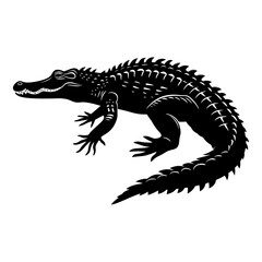 Fototapeta premium Silhouette crocodile black color only