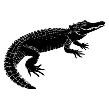 recommend clip art: Silhouette crocodile black color only