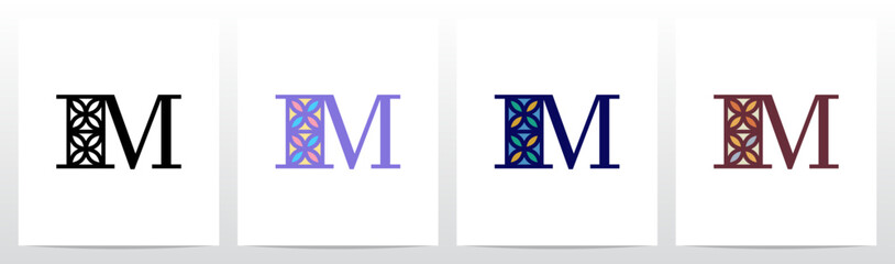 Tile Pattern Mosaic Letter Logo Design M