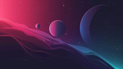 Fototapeta premium Illustration, minimal line art galaxy generative ai