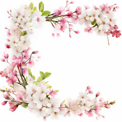 Fototapeta na wymiar frame of plant and flowers with spring theme