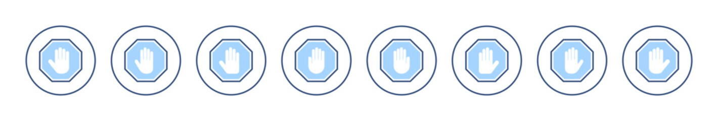 Obraz premium Stop icon vector. stop road sign. hand stop sign and symbol. Do not enter stop red sign with hand