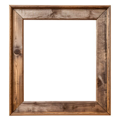 Old rustic wooden frame isolated on a transparent background.