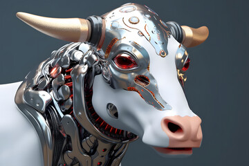 3d rendering Cow cyborg