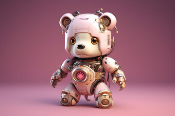 3d rendering Bear cyborg