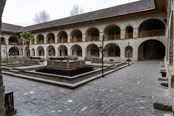 Sheki, Azerbaijan - January 3rd 2024: Shaki Caravanserai