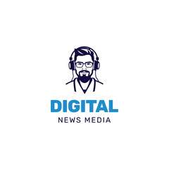 call center logo,newcaster reporter logo design