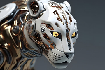 3d rendering leopard cyborg