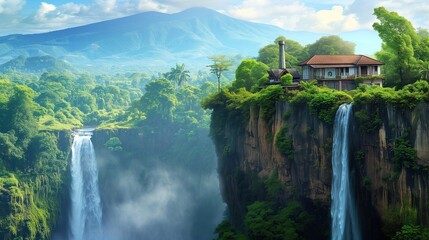 a realistic illustration photograph Niagara Fall