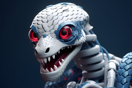 3d rendering of cyborg snake