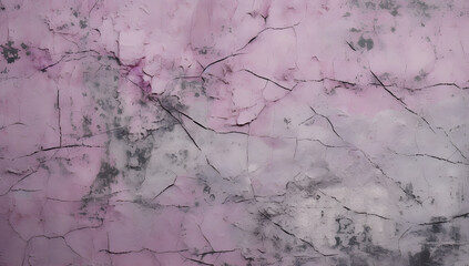 A textured surface with a blend of pink and purple hues interrupted by a network of fine cracks
