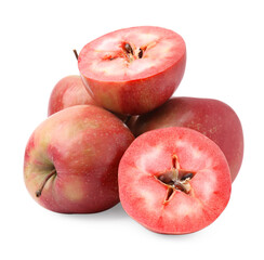 Tasty apples with red pulp isolated on white