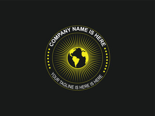 world map with globe icon logo for your company name   vector design