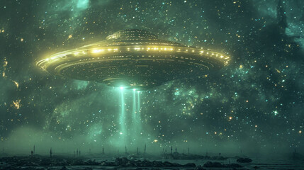 Obraz na płótnie Canvas Alien UFO - Unidentified Flying Object a mother spaceship