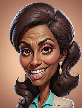 Terrible Boss - Caricature Of An Athletic Dark Brown-Skin Middle Eastern Female Micromanager Creating A Hostile Work Environment Gen AI