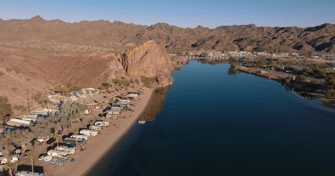 Colorado River south of Parker dam at sunrise