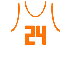 Basketball jersey in orange and white colors