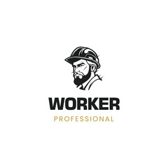 Builder man logo, Builder man icon, vector illustration,Modern Occupation People Cartoon