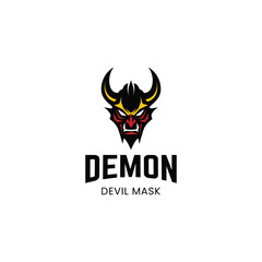 samurai mask vector illustration,Oni mask logo design inspiration