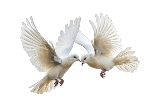 Beautiful Two Pied Imperial Pigeon Flying Face To Face On Transparent Background