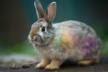 adorable multicolored hare. Generative AI