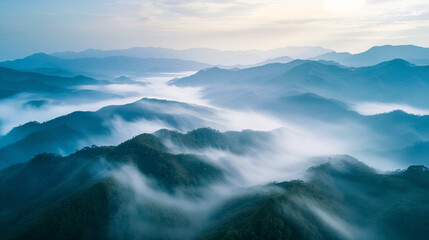 Misty Mountain Range at Dawn