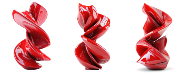 Twisting Red Abstract Shapes on Transparent background